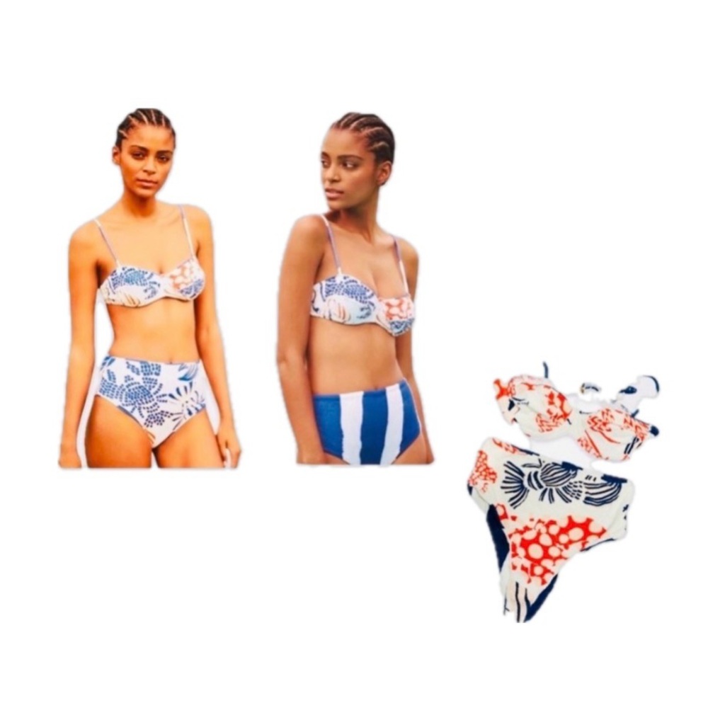 Rare‼️EUC Farm Rio Mixed Lobster High-Waisted Bikini Set (Double Sided Bottoms)